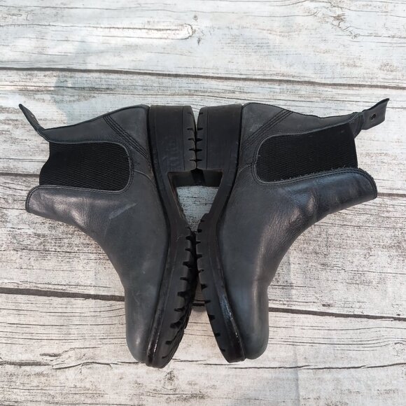 Lavorazione Artigiana Black Leather Ankle Boots Lug Sole Handmade – US Women’s 9 - Picture 7 of 10